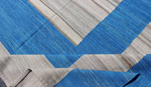 Keivan Woven Arts, Orn - 31251, Modern Kilim Blue & Gray Fine Weave Kilim Rug. Keivan Woven Arts This Afghan Kilim rug with large modern pattern in Cobalt blue and gray, rug orn - 31251, country of origin / type: Afghanistan / Kilim. This Afghan Kili... - Keivan Woven ArtsORN - 31251 - 5237Rug