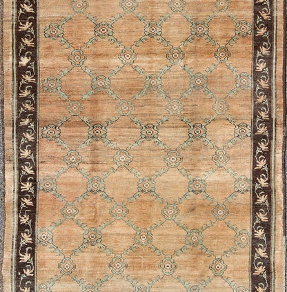 Gallery Turkish Oushak Rug This magnificent Oushak beautifully illustrates the impressive craftsmanship and design of Turkish weavers. The muted design of repeating flowers in light green on a orange background flows through the rug's center fie... - Keivan Woven ArtsOSM - 16 - 4510Rug
