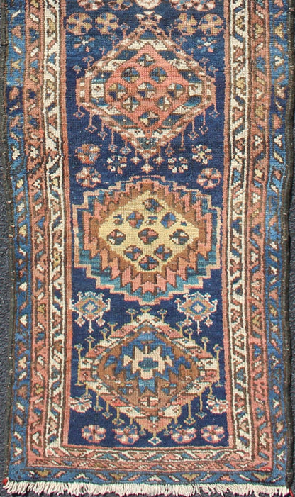 Colorful Persian Antique Karajeh Runner in Blue and Jewel Tones Karadjeh Runner with Multi - Medallion Design from Persia, rug PR - 1094, country of origin / type: Iran / Karadjeh, circa 1910 This magnificent Persian Karajeh from the 1910's b... - Keivan Woven ArtsPR - 1094 - 12605Rug