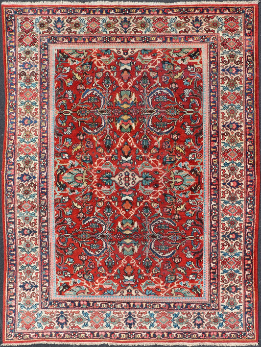 Antique Persian Mahal - Sultanabad Rug with All - Over Geometric Design This Persian Mahal/Sultanabad features a symmetrical, all - over sub - geometric design. The entirety of the piece is enclosed within a complementary multi - tiered. border Re... - Keivan Woven ArtsPTA - 200701 - 16558