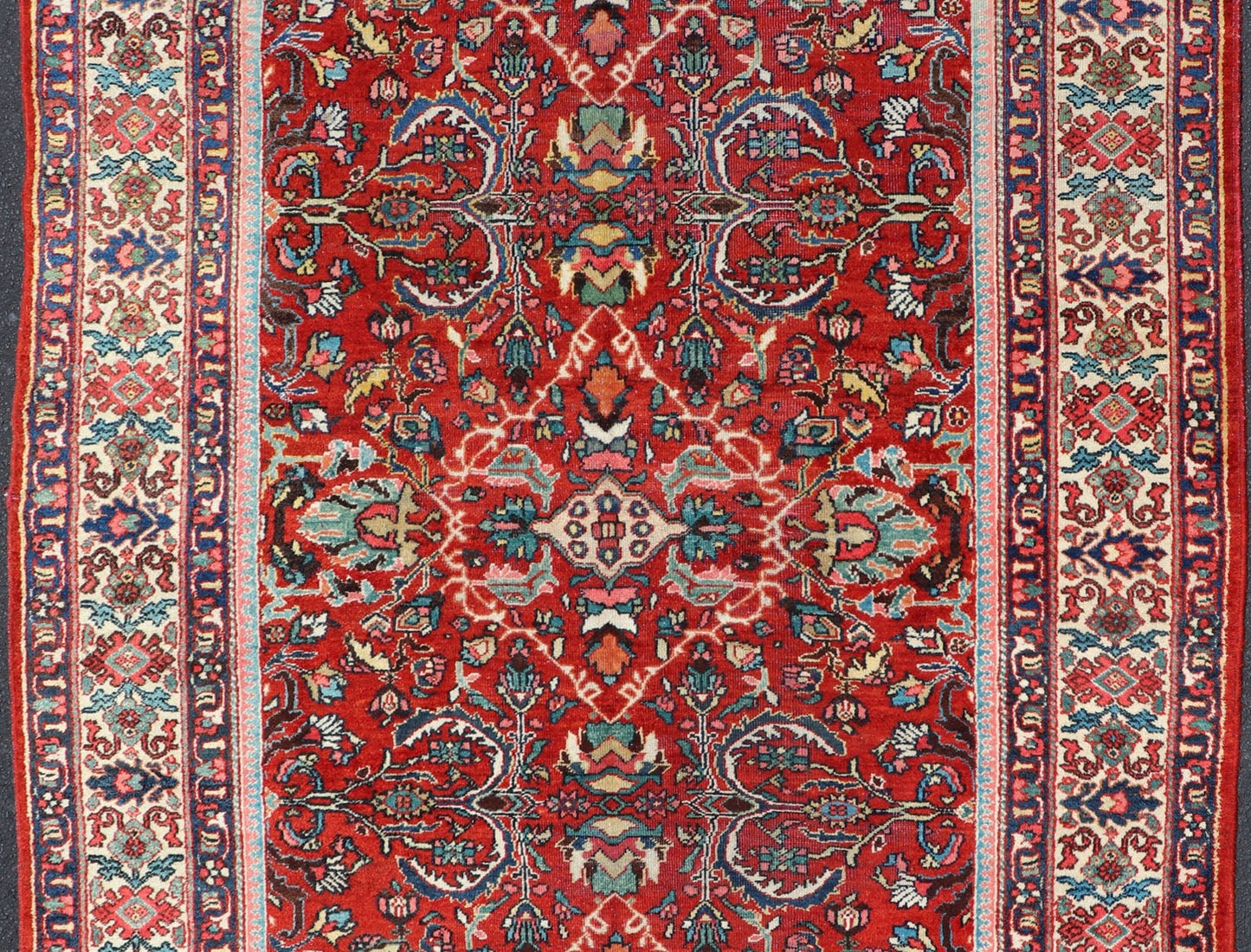Antique Persian Mahal - Sultanabad Rug with All - Over Geometric Design This Persian Mahal/Sultanabad features a symmetrical, all - over sub - geometric design. The entirety of the piece is enclosed within a complementary multi - tiered. border Re... - Keivan Woven ArtsPTA - 200701 - 16558