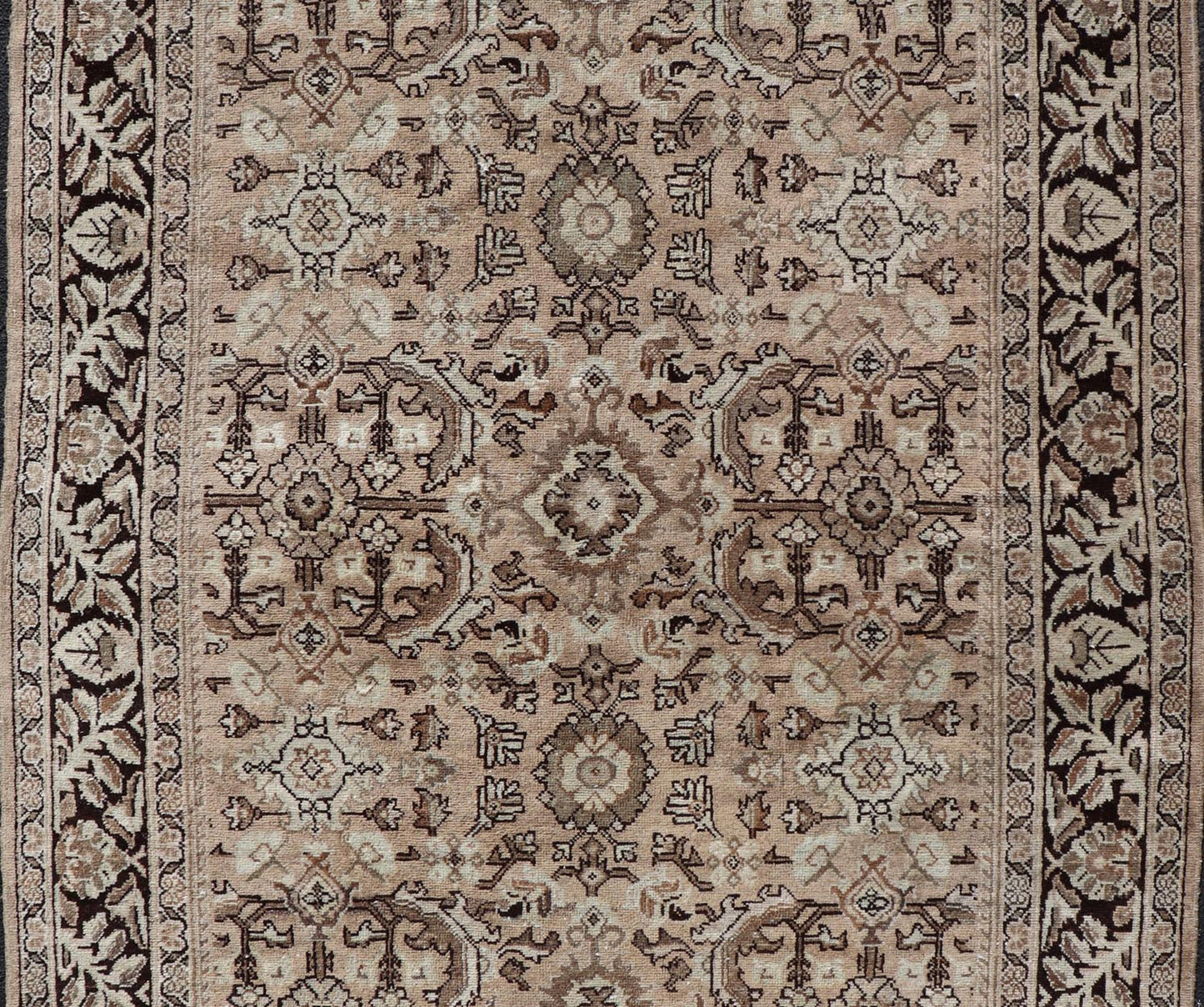 Vintage Sultanabad - Mahal Rug with All - Over Sub - Geometric Medallion Design This vintage Persian rug features an all - neutral palette of creams, taupe, and cocoas. The field as floral medallion and motifs. The border with a separate floral design w... - Keivan Woven ArtsPTA - 200703 - 16570Rug