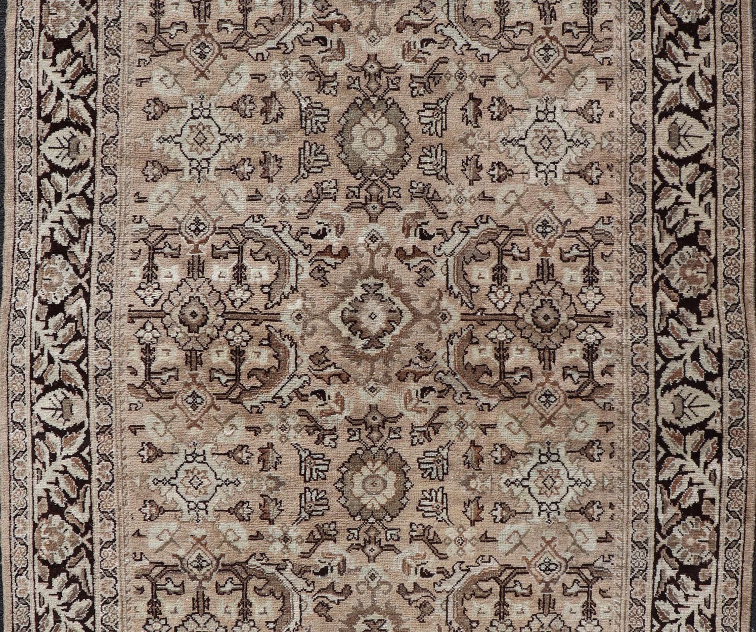 Vintage Sultanabad - Mahal Rug with All - Over Sub - Geometric Medallion Design This vintage Persian rug features an all - neutral palette of creams, taupe, and cocoas. The field as floral medallion and motifs. The border with a separate floral design w... - Keivan Woven ArtsPTA - 200703 - 16570Rug