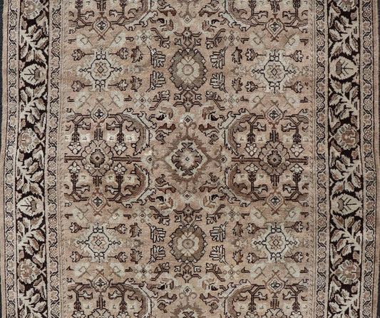 Vintage Sultanabad - Mahal Rug with All - Over Sub - Geometric Medallion Design This vintage Persian rug features an all - neutral palette of creams, taupe, and cocoas. The field as floral medallion and motifs. The border with a separate floral design w... - Keivan Woven ArtsPTA - 200703 - 16570Rug