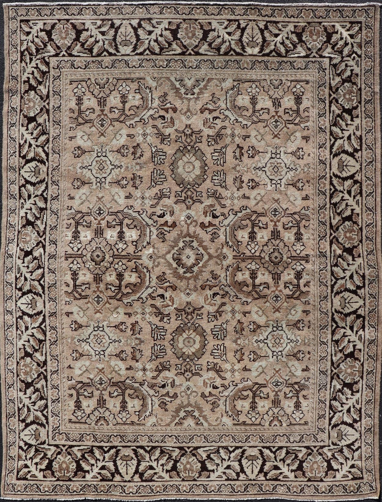 Vintage Sultanabad - Mahal Rug with All - Over Sub - Geometric Medallion Design This vintage Persian rug features an all - neutral palette of creams, taupe, and cocoas. The field as floral medallion and motifs. The border with a separate floral design w... - Keivan Woven ArtsPTA - 200703 - 16570Rug