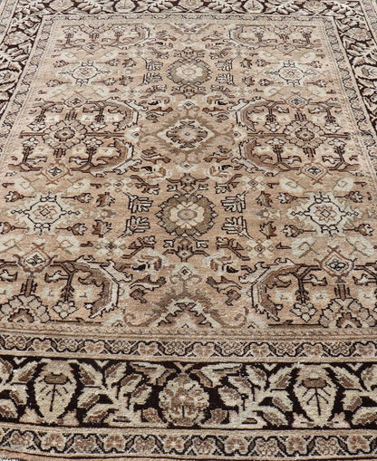 Vintage Sultanabad - Mahal Rug with All - Over Sub - Geometric Medallion Design This vintage Persian rug features an all - neutral palette of creams, taupe, and cocoas. The field as floral medallion and motifs. The border with a separate floral design w... - Keivan Woven ArtsPTA - 200703 - 16570Rug