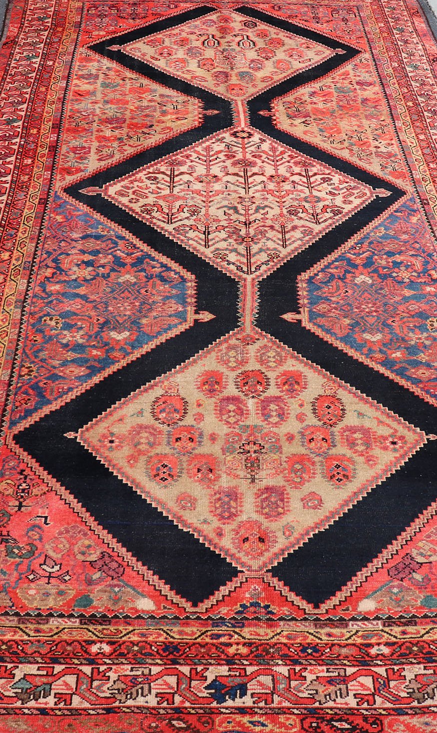 Large Antique Persian Malayer Gallery Runner With Geometric Medallion Keivan Woven Arts This Multicolored Antique Persian Malayer wide gallery runner features a geometric medallion design replete with sub - geometric motifs. The entirety of the ... - Keivan Woven ArtsPTA - 200705 - 16582Rug