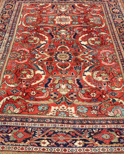 Colorful Antique Persian Mahal/Sultanabad Rug with All - Over Floral Design in Soft Red Background Persian antique Mahal rug with floral design in soft red, Keivan Woven Arts / rug PTA - 200706, country of origin / type: Iran / Sultanabad, circa ear... - Keivan Woven ArtsPTA - 200706 - 16588Rug