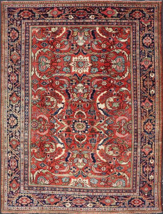 Colorful Antique Persian Mahal/Sultanabad Rug with All - Over Floral Design in Soft Red Background Persian antique Mahal rug with floral design in soft red, Keivan Woven Arts / rug PTA - 200706, country of origin / type: Iran / Sultanabad, circa ear... - Keivan Woven ArtsPTA - 200706 - 16588Rug