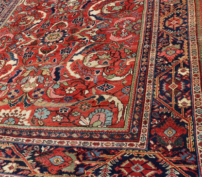 Colorful Antique Persian Mahal/Sultanabad Rug with All - Over Floral Design in Soft Red Background Persian antique Mahal rug with floral design in soft red, Keivan Woven Arts / rug PTA - 200706, country of origin / type: Iran / Sultanabad, circa ear... - Keivan Woven ArtsPTA - 200706 - 16588Rug