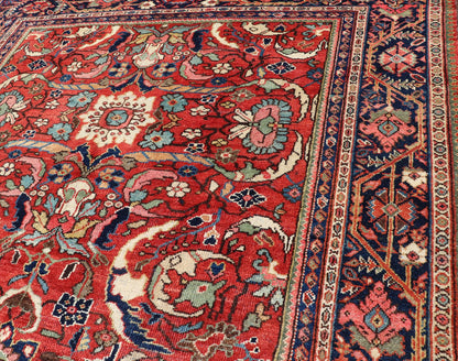 Colorful Antique Persian Mahal/Sultanabad Rug with All - Over Floral Design in Soft Red Background Persian antique Mahal rug with floral design in soft red, Keivan Woven Arts / rug PTA - 200706, country of origin / type: Iran / Sultanabad, circa ear... - Keivan Woven ArtsPTA - 200706 - 16588Rug