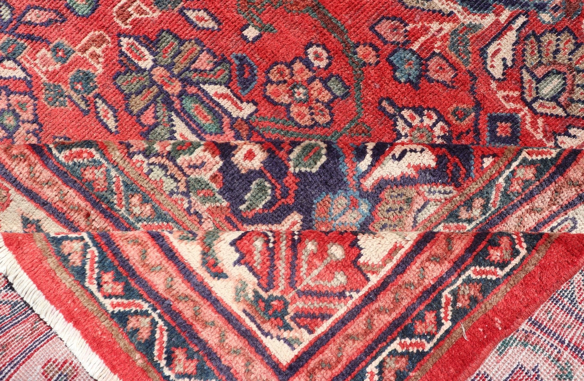 Antique Persian Hand Knotted Sultanabad - Mahal Rug with All - Over Floral Design Antique Hand Knotted Persian Sultanabad - Mahal rug with red field and ivory border, Keivan Woven Arts rug PTA - 200707, country of origin / type: Iran / Mahal , circa 19... - Keivan Woven ArtsPTA - 200707 - 16594Rug