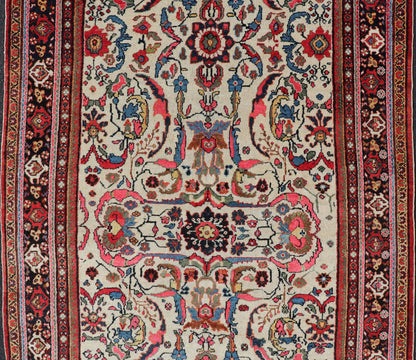 Semi Antique Persian Mahal Rug with Medallion Design with Ivory Background Persian semi antique Mahal rug with medallion design in ivory back ground with floral design. rug PTA - 200711, country of origin / type: Iran / Sultanabad, circa mid - 20t... - Keivan Woven ArtsPTA - 200711 - 16612Rug