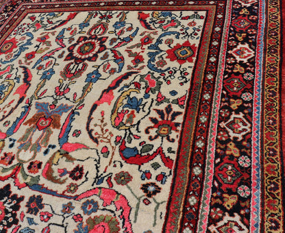 Semi Antique Persian Mahal Rug with Medallion Design with Ivory Background Persian semi antique Mahal rug with medallion design in ivory back ground with floral design. rug PTA - 200711, country of origin / type: Iran / Sultanabad, circa mid - 20t... - Keivan Woven ArtsPTA - 200711 - 16612Rug