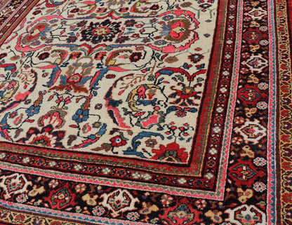 Semi Antique Persian Mahal Rug with Medallion Design with Ivory Background Persian semi antique Mahal rug with medallion design in ivory back ground with floral design. rug PTA - 200711, country of origin / type: Iran / Sultanabad, circa mid - 20t... - Keivan Woven ArtsPTA - 200711 - 16612Rug