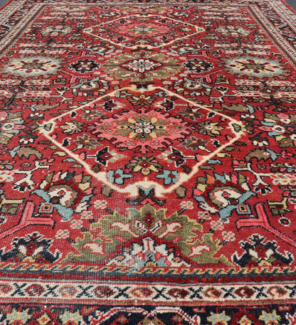 Semi Antique Persian Mahal Rug with Medallion Design in Jewel Tones Persian semi antique Mahal rug with medallion design in red with jewel tones Keivan Woven Arts / rug PTA - 200712, country of origin / type: Iran / Sultanabad, circa mid - 20th ... - Keivan Woven ArtsPTA - 200712 - 16618