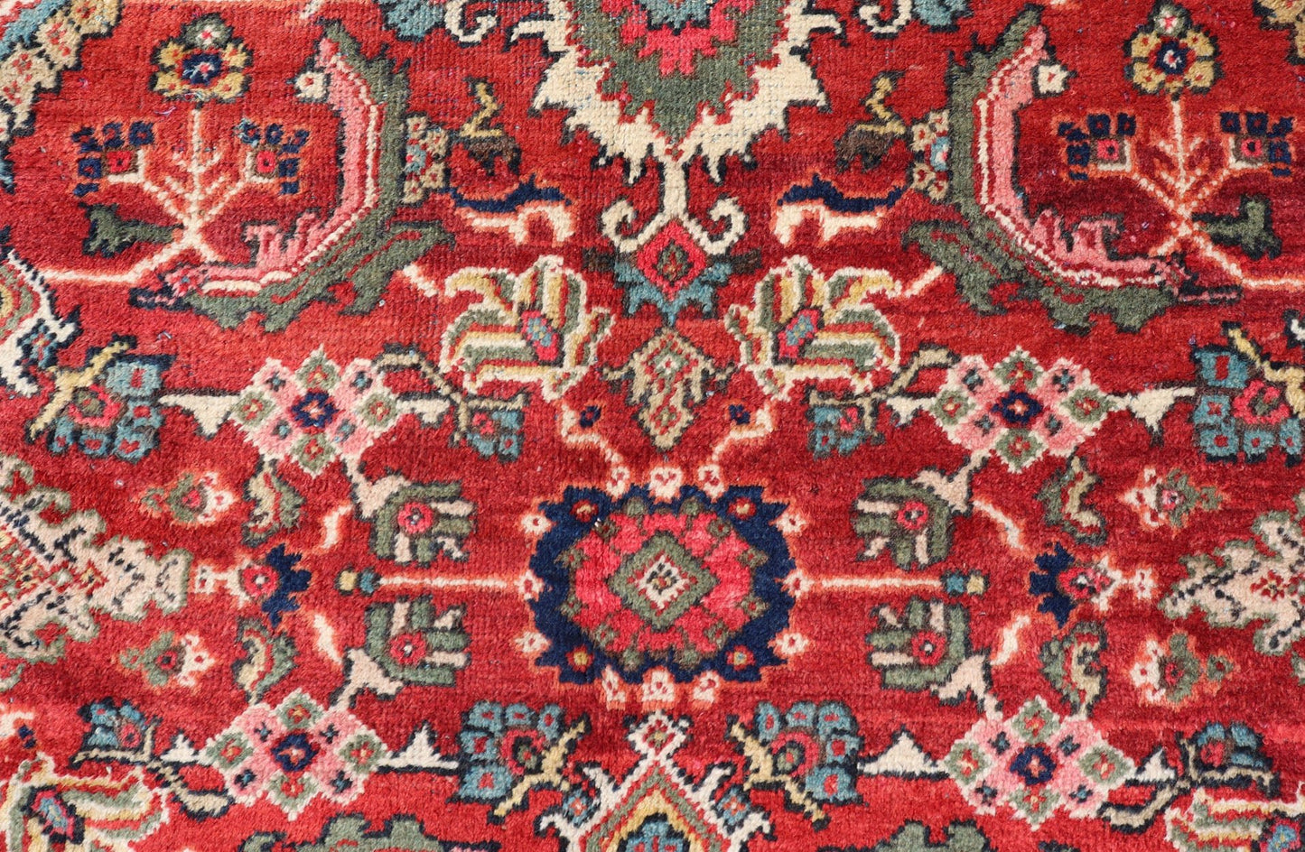Antique Persian Mahal Rug with All - Over Sub - Geometric Design in Red Background This rug is replete with an all - over symmetrical sub - geometric design set upon a red background and enclosed within a complementary border.Keivan Woven Arts Rugs ... - Keivan Woven ArtsPTA - 200714 - 16630