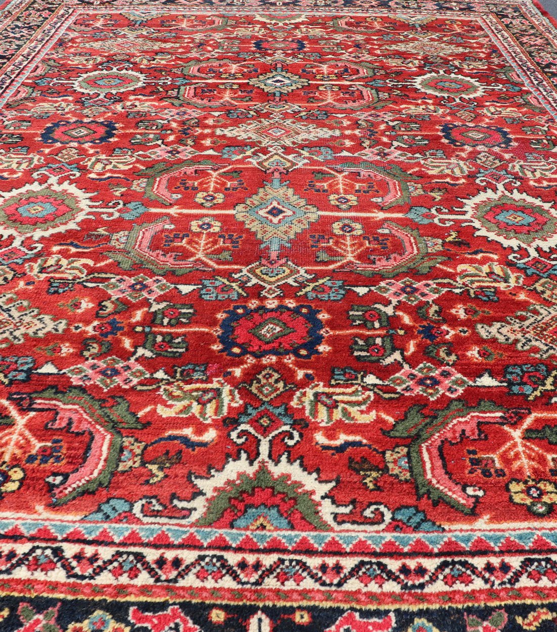 Antique Persian Mahal Rug with All - Over Sub - Geometric Design in Red Background This rug is replete with an all - over symmetrical sub - geometric design set upon a red background and enclosed within a complementary border.Keivan Woven Arts Rugs ... - Keivan Woven ArtsPTA - 200714 - 16630