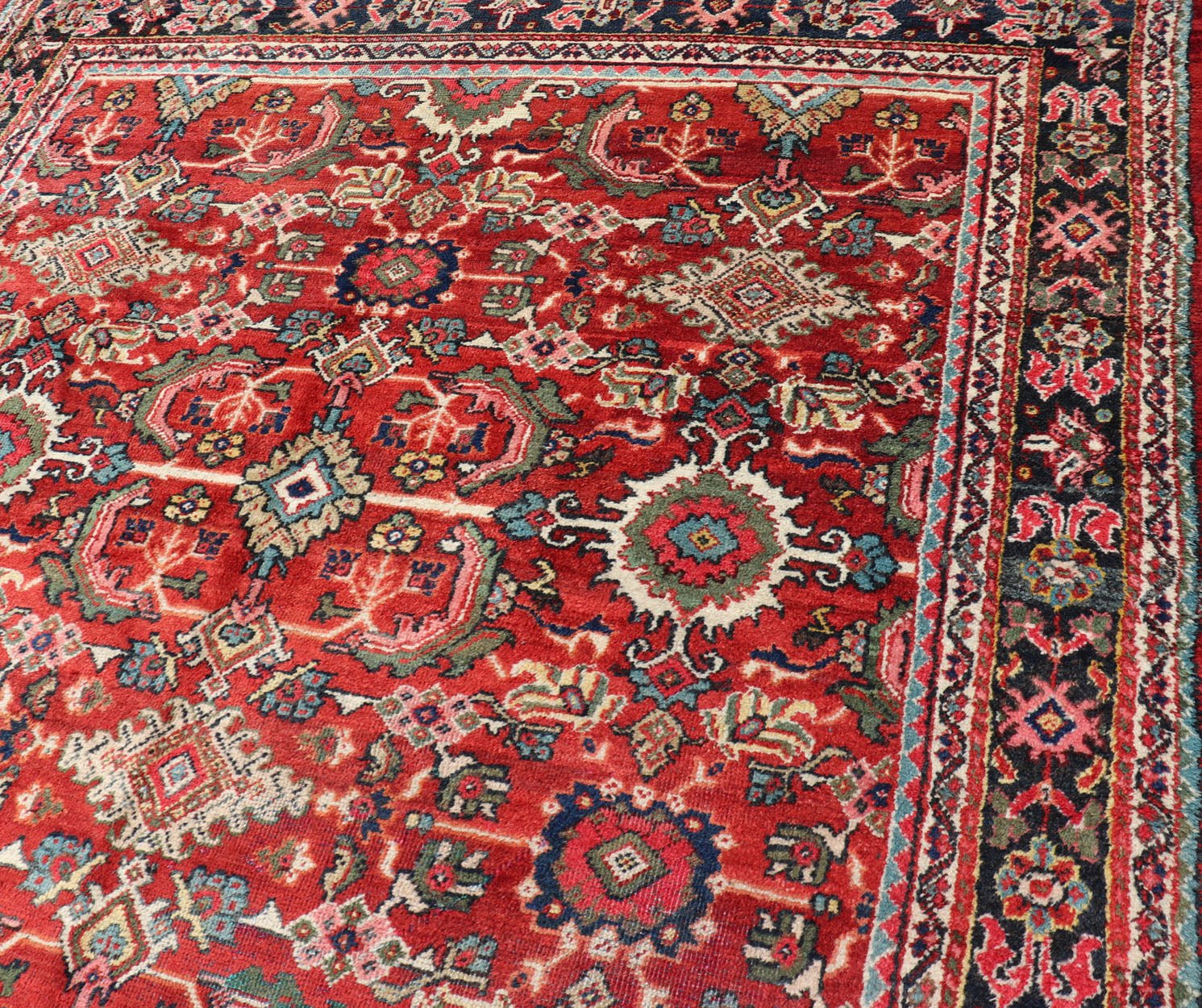 Antique Persian Mahal Rug with All - Over Sub - Geometric Design in Red Background This rug is replete with an all - over symmetrical sub - geometric design set upon a red background and enclosed within a complementary border.Keivan Woven Arts Rugs ... - Keivan Woven ArtsPTA - 200714 - 16630Rug