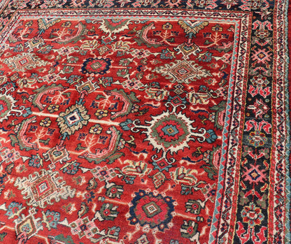 Antique Persian Mahal Rug with All - Over Sub - Geometric Design in Red Background This rug is replete with an all - over symmetrical sub - geometric design set upon a red background and enclosed within a complementary border.Keivan Woven Arts Rugs ... - Keivan Woven ArtsPTA - 200714 - 16630Rug