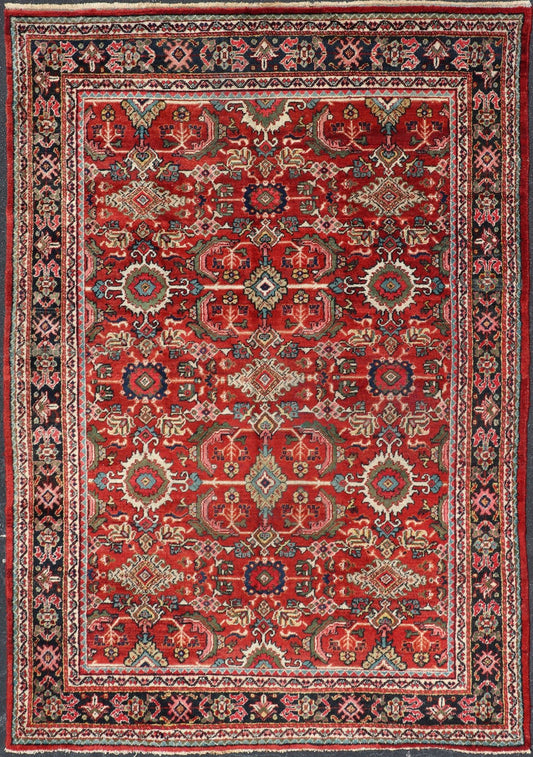 Antique Persian Mahal Rug with All - Over Sub - Geometric Design in Red Background This rug is replete with an all - over symmetrical sub - geometric design set upon a red background and enclosed within a complementary border.Keivan Woven Arts Rugs ... - Keivan Woven ArtsPTA - 200714 - 16630