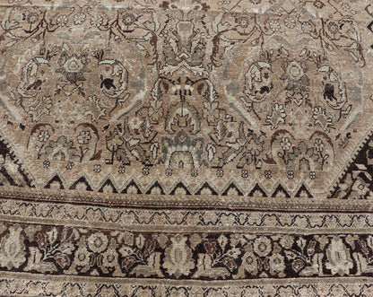 Vintage Persian Sultanabad - Mahal Rug with Sub - Geometric Diamond Herati Design This Vintage Sultanabad - Mahal Rug features a sub - geometric diamond design with herati motifs. The rug is set upon a taupe background and is enclosed within a compleme... - Keivan Woven ArtsPTA - 200715 - 16636Rug