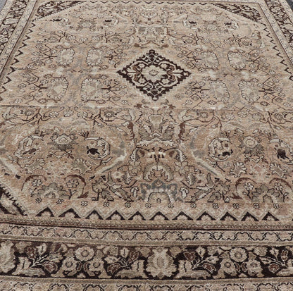 Vintage Persian Sultanabad - Mahal Rug with Sub - Geometric Diamond Herati Design This Vintage Sultanabad - Mahal Rug features a sub - geometric diamond design with herati motifs. The rug is set upon a taupe background and is enclosed within a compleme... - Keivan Woven ArtsPTA - 200715 - 16636Rug