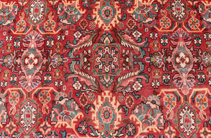 Antique Persian Mahal - Sultanabad Rug with Sub - Geometric Design in Multicolor This Antique Persian Mahal/Sultanabad rug features a symmetrical all - over sub - geometric floral design set upon a red background and is enclosed within a complementary... - Keivan Woven ArtsPTA - 200718 - 16648Rug
