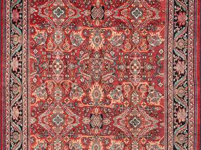 Antique Persian Mahal - Sultanabad Rug with Sub - Geometric Design in Multicolor This Antique Persian Mahal/Sultanabad rug features a symmetrical all - over sub - geometric floral design set upon a red background and is enclosed within a complementary... - Keivan Woven ArtsPTA - 200718 - 16648