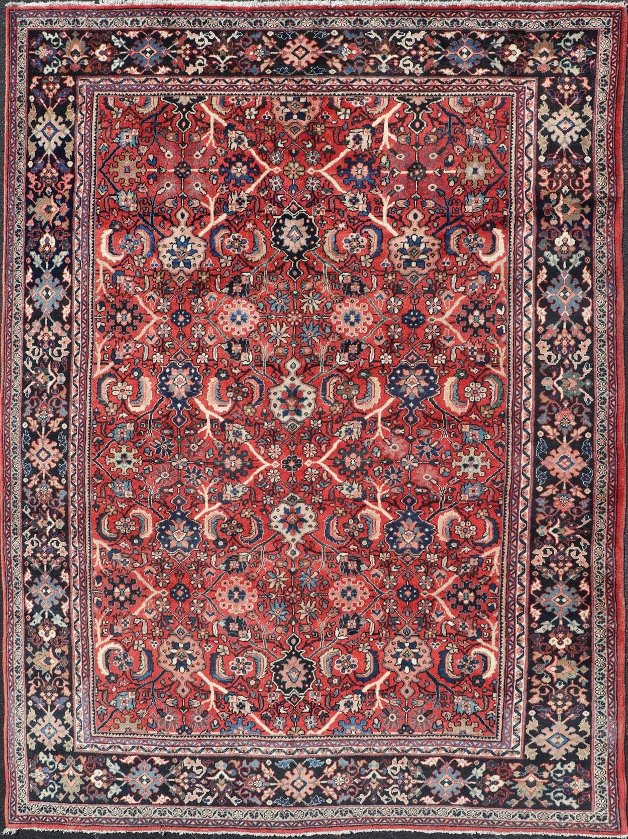 Persian Hand Knotted Vintage Mahal - Sultanabad Rug With All Over Geometric Design Red background Vintage Persian Mahal - Sultanabad rug with All Over Geometric Design, Keivan Woven Arts / rug/PTA - 200719, country of origin / type: Iran / Sultanabad... - Keivan Woven ArtsPTA - 200719 - 16654Rug