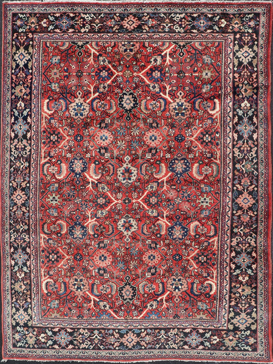 Persian Hand Knotted Vintage Mahal - Sultanabad Rug With All Over Geometric Design Red background Vintage Persian Mahal - Sultanabad rug with All Over Geometric Design, Keivan Woven Arts / rug/PTA - 200719, country of origin / type: Iran / Sultanabad... - Keivan Woven ArtsPTA - 200719 - 16654Rug