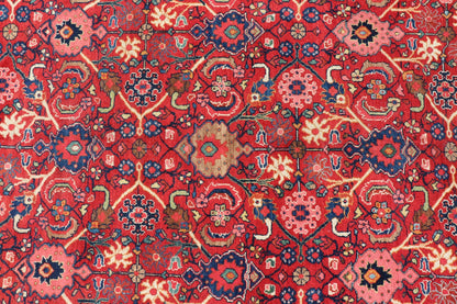 Antique Persian Mahal - Sultanabad With All - Over Sub - Geometric Design This Antique Persian Mahal - Sultanabad features a large symmetrical central diamond design; replete with floral and sub - geometric motifs rendered in multicolor, set upon a red ba... - Keivan Woven ArtsPTA - 200721 - 16660