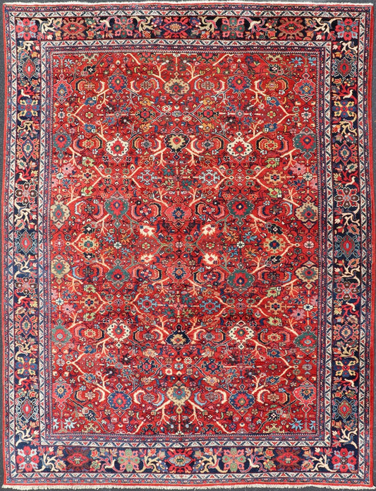 Antique Persian Sultanabad Mahal Rug With All - Over Sub Geometric Design Beautiful and rich Red background with multi colors antique Persian Sultanabad Mahal rug with All Over Geometric Design, Keivan Woven Arts /rug /PTA - 200722, country of origi... - Keivan Woven ArtsPTA - 200722 - 16666
