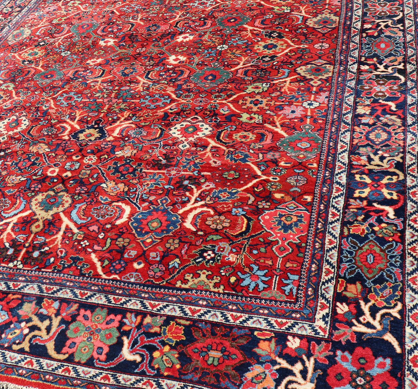 Antique Persian Sultanabad Mahal Rug With All - Over Sub Geometric Design Beautiful and rich Red background with multi colors antique Persian Sultanabad Mahal rug with All Over Geometric Design, Keivan Woven Arts /rug /PTA - 200722, country of origi... - Keivan Woven ArtsPTA - 200722 - 16666