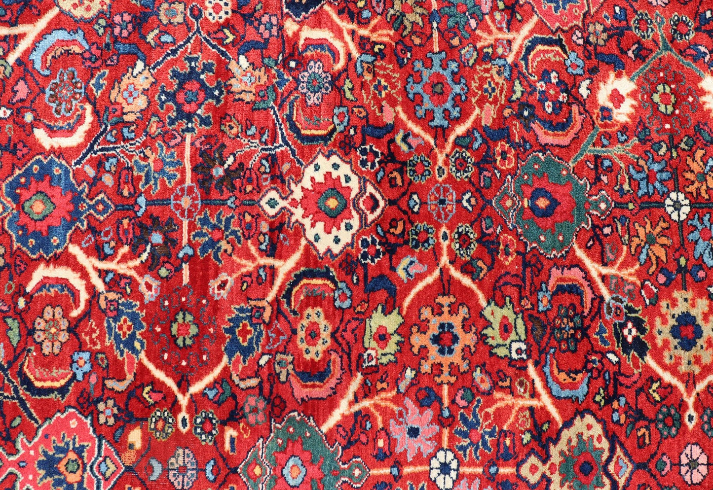 Antique Persian Sultanabad Mahal Rug With All - Over Sub Geometric Design Beautiful and rich Red background with multi colors antique Persian Sultanabad Mahal rug with All Over Geometric Design, Keivan Woven Arts /rug /PTA - 200722, country of origi... - Keivan Woven ArtsPTA - 200722 - 16666