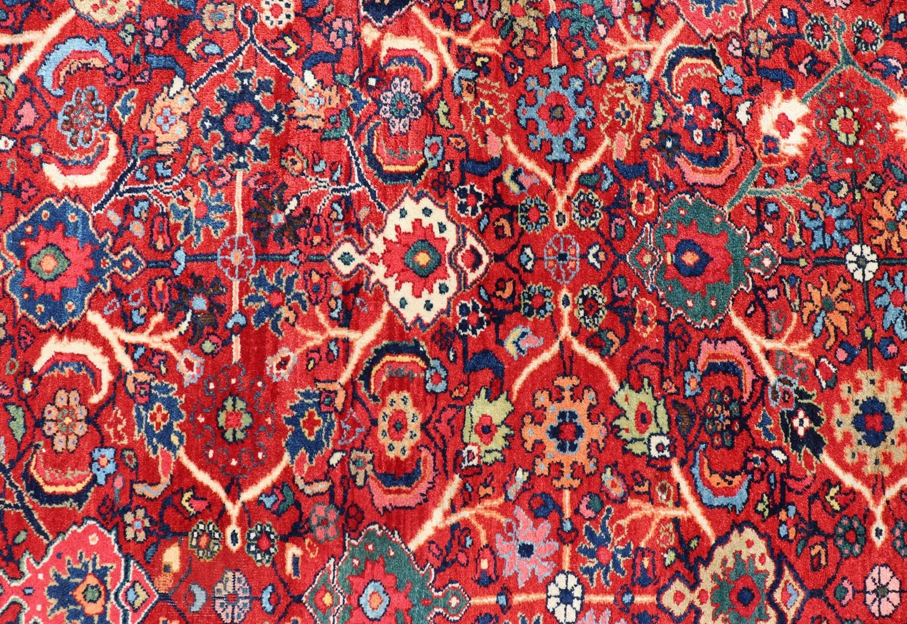 Antique Persian Sultanabad Mahal Rug With All - Over Sub Geometric Design Beautiful and rich Red background with multi colors antique Persian Sultanabad Mahal rug with All Over Geometric Design, Keivan Woven Arts /rug /PTA - 200722, country of origi... - Keivan Woven ArtsPTA - 200722 - 16666