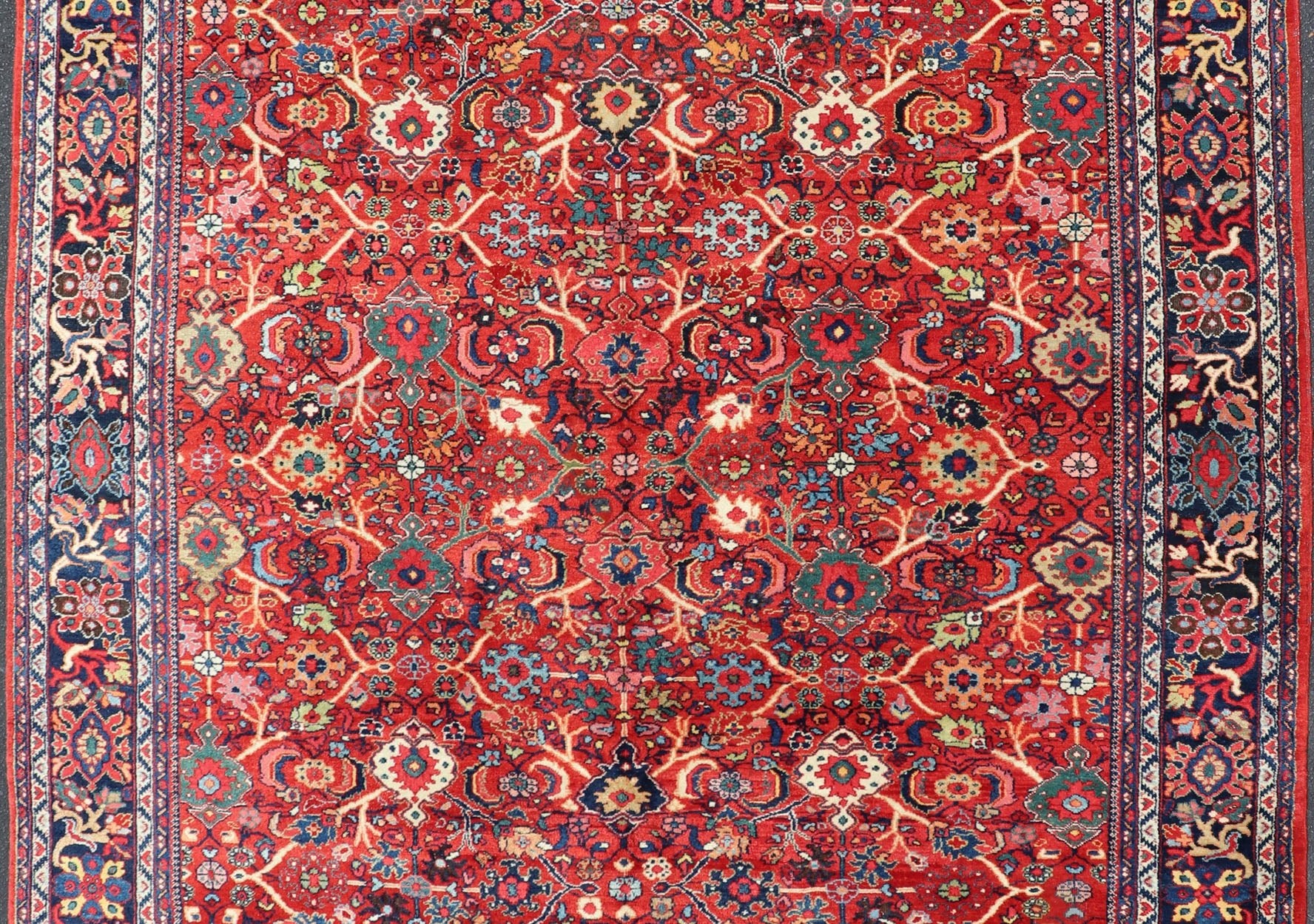 Antique Persian Sultanabad Mahal Rug With All - Over Sub Geometric Design Beautiful and rich Red background with multi colors antique Persian Sultanabad Mahal rug with All Over Geometric Design, Keivan Woven Arts /rug /PTA - 200722, country of origi... - Keivan Woven ArtsPTA - 200722 - 16666