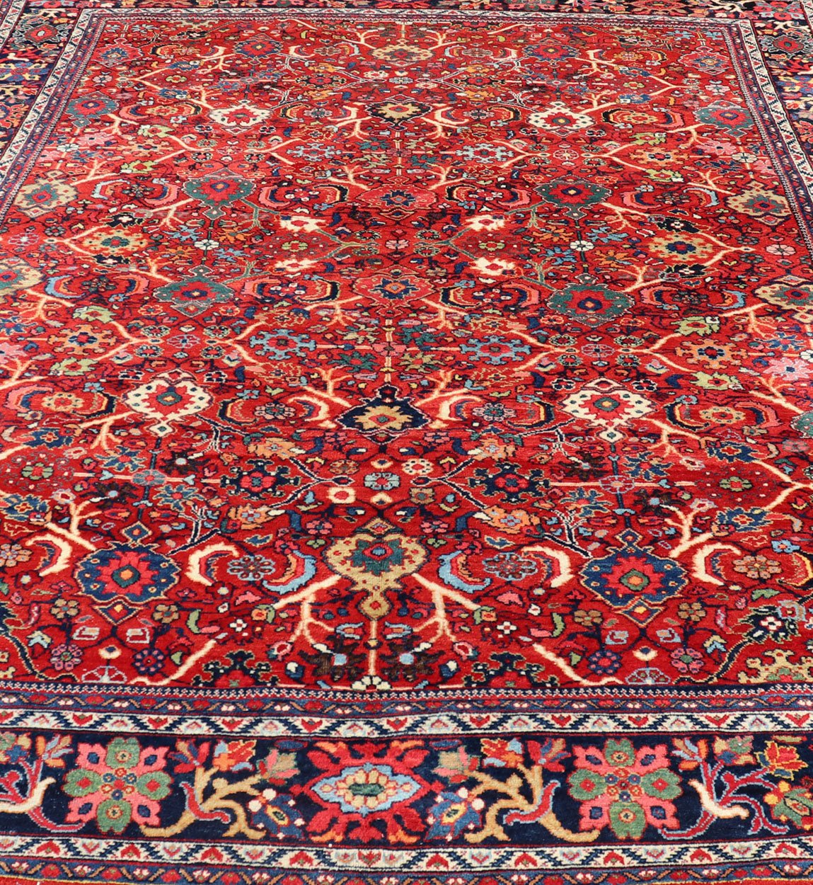 Antique Persian Sultanabad Mahal Rug With All - Over Sub Geometric Design Beautiful and rich Red background with multi colors antique Persian Sultanabad Mahal rug with All Over Geometric Design, Keivan Woven Arts /rug /PTA - 200722, country of origi... - Keivan Woven ArtsPTA - 200722 - 16666