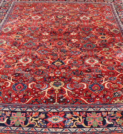 Antique Persian Sultanabad Mahal Rug With All - Over Sub Geometric Design Beautiful and rich Red background with multi colors antique Persian Sultanabad Mahal rug with All Over Geometric Design, Keivan Woven Arts /rug /PTA - 200722, country of origi... - Keivan Woven ArtsPTA - 200722 - 16666