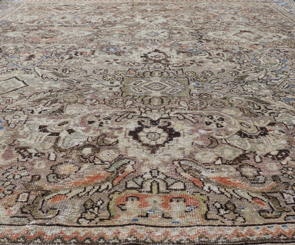 Square size antique distressed Persian Sultanabad - Mahal Rug with All - Over Sub - Geometric Design This distressed antique Persian Mahal displays geometric flowers and an all over design Keivan Woven Arts Rug/PTA - 200724, country of origin / type: P... - Keivan Woven ArtsPTA - 200724 - 16678Rug