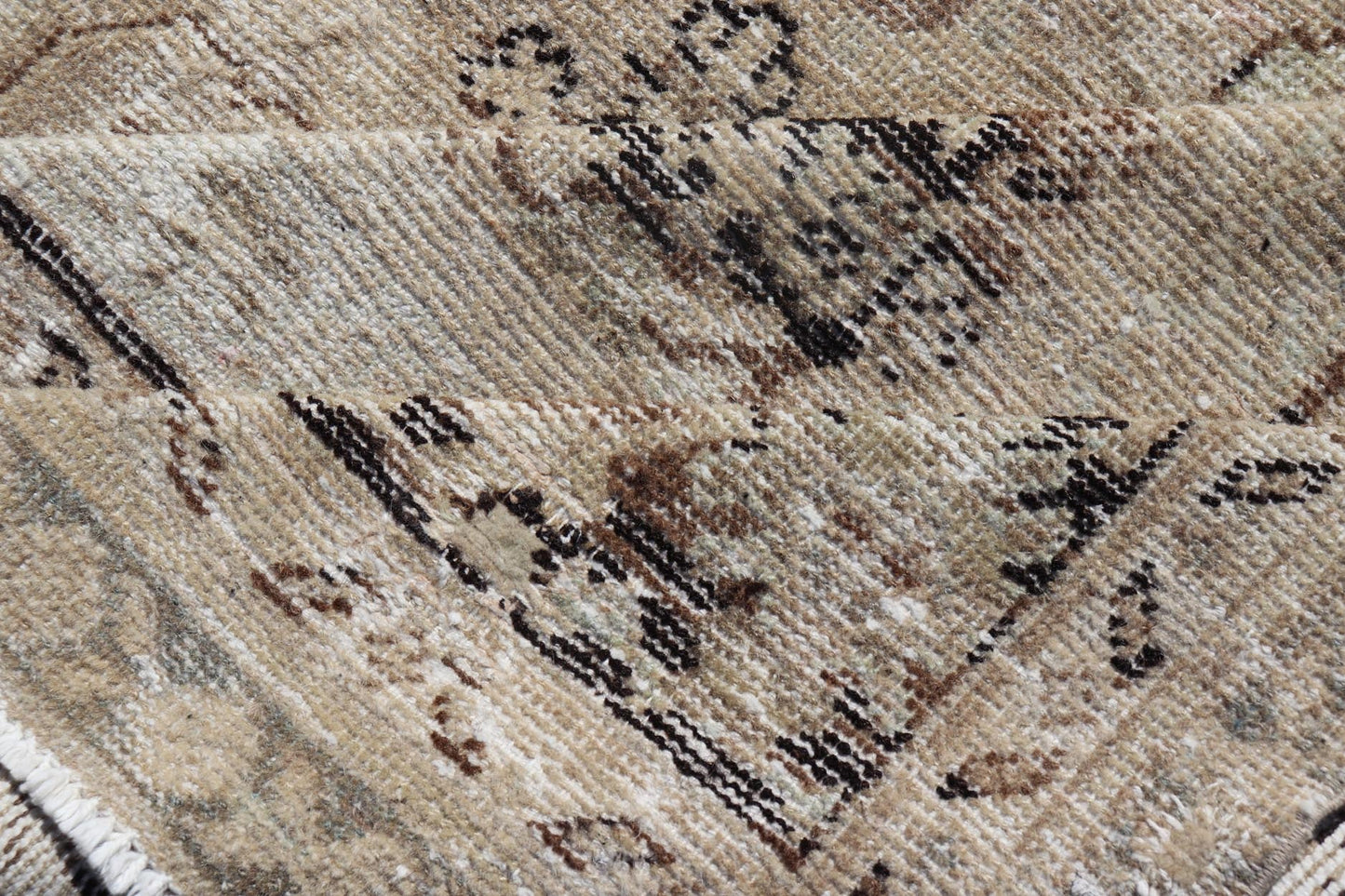 Antique Persian Sultanabad - Mahal Rug with Sub - Geometric Design With Medallion Measures: 9'10 x 13'8 This antique Persian rug features an all - neutral palette of creams, taupe, and cocoas. The field homes a floral medallion and diamond c... - Keivan Woven ArtsPTA - 200725 - 16684