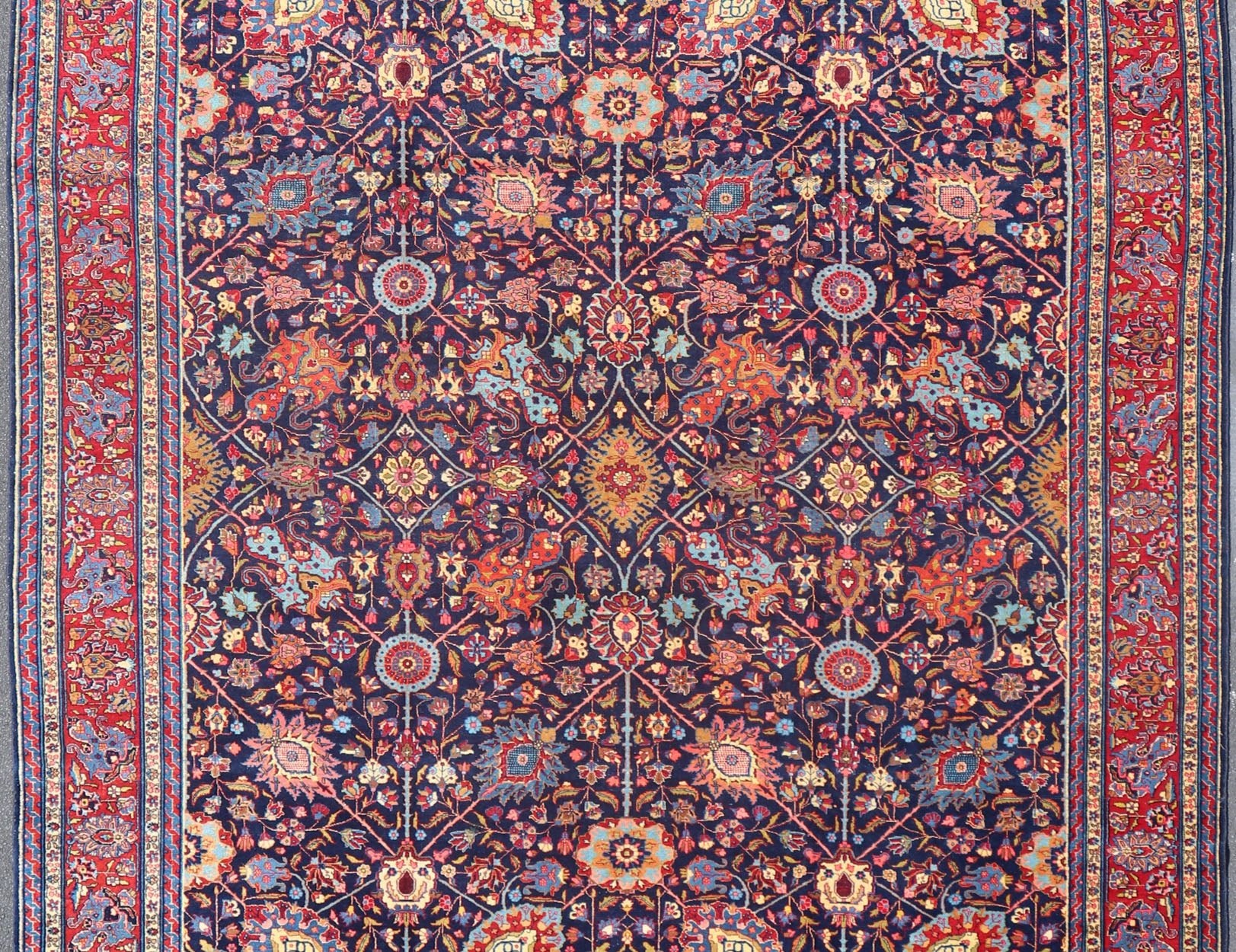 Large Antique Persian Tabriz Rug with All - Over Sub - Geometric and Colorful Design. Country of Origin: Iran; Type: Tabriz; Design: Floral, Sub - Geometric Floral, All - Over; Keivan Woven Arts: rug PTA - 200729; Large Hand - Knotted Antique Persian Tabriz Rug ... - Keivan Woven ArtsPTA - 200729 - 15578Rug