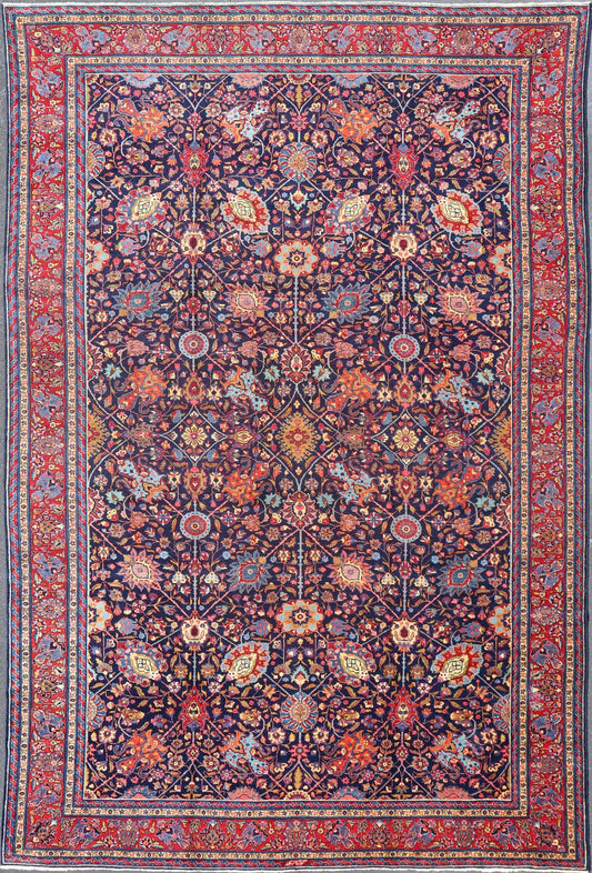 Large Antique Persian Tabriz Rug with All - Over Sub - Geometric and Colorful Design. Country of Origin: Iran; Type: Tabriz; Design: Floral, Sub - Geometric Floral, All - Over; Keivan Woven Arts: rug PTA - 200729; Large Hand - Knotted Antique Persian Tabriz Rug ... - Keivan Woven ArtsPTA - 200729 - 15578Rug