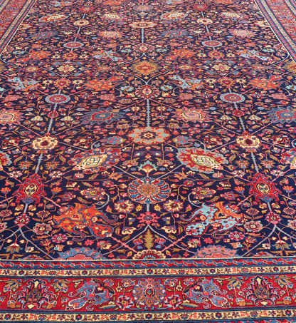 Large Antique Persian Tabriz Rug with All - Over Sub - Geometric and Colorful Design. Country of Origin: Iran; Type: Tabriz; Design: Floral, Sub - Geometric Floral, All - Over; Keivan Woven Arts: rug PTA - 200729; Large Hand - Knotted Antique Persian Tabriz Rug ... - Keivan Woven ArtsPTA - 200729 - 15578Rug