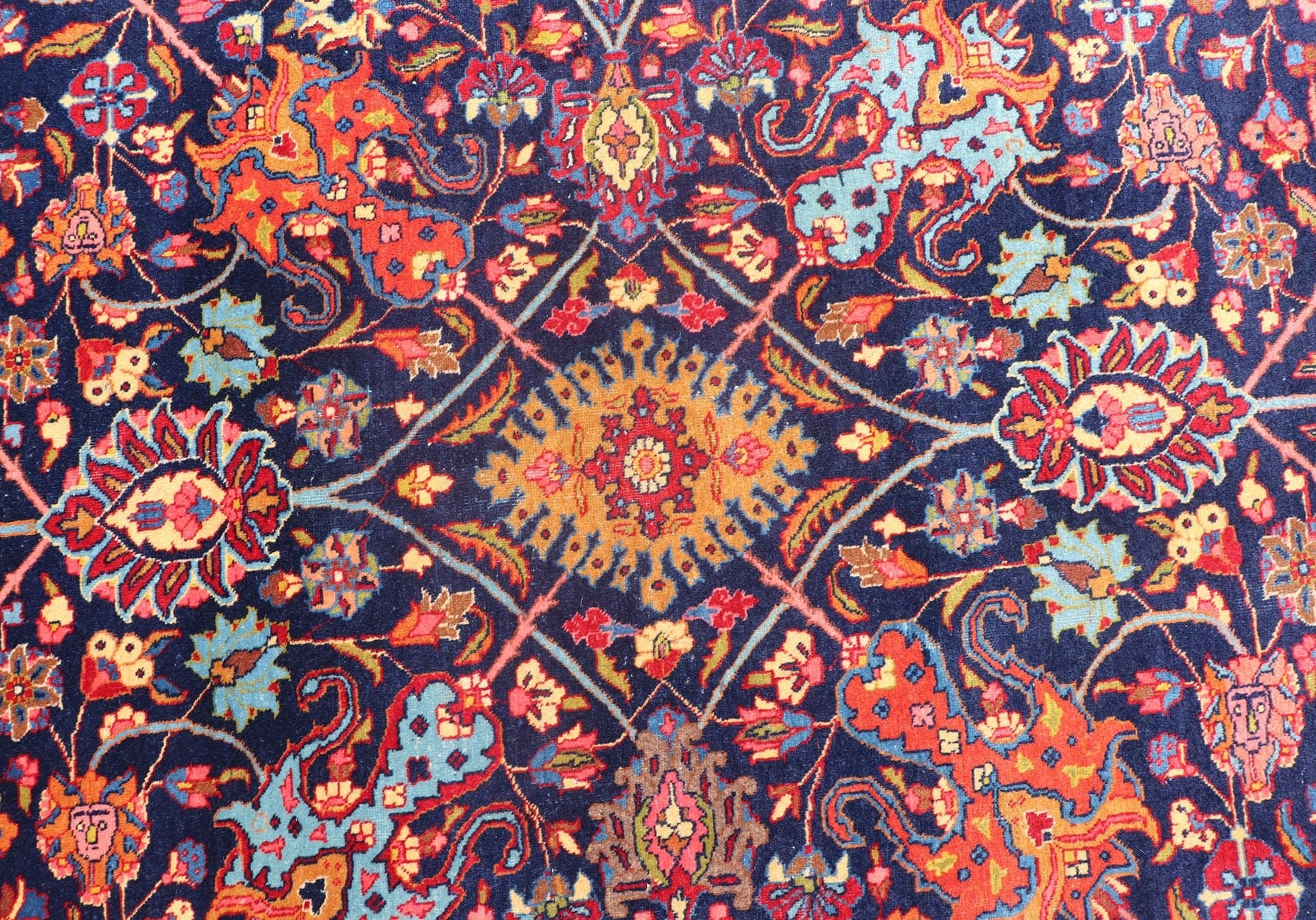 Large Antique Persian Tabriz Rug with All - Over Sub - Geometric and Colorful Design. Country of Origin: Iran; Type: Tabriz; Design: Floral, Sub - Geometric Floral, All - Over; Keivan Woven Arts: rug PTA - 200729; Large Hand - Knotted Antique Persian Tabriz Rug ... - Keivan Woven ArtsPTA - 200729 - 15578Rug
