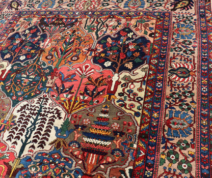 Antique Persian Bakhtiari Rug with Diamond Garden Design in Multicolor This magnificent Antique Bakhtiari Rug features an all - over diamond garden design replete in with a large variety of bold colors. The central design is enclosed within a co... - Keivan Woven ArtsPTA - 200731 - 16943Rug