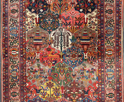 Antique Persian Bakhtiari Rug with Diamond Garden Design in Multicolor This magnificent Antique Bakhtiari Rug features an all - over diamond garden design replete in with a large variety of bold colors. The central design is enclosed within a co... - Keivan Woven ArtsPTA - 200731 - 16943