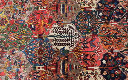 Antique Persian Bakhtiari Rug with Diamond Garden Design in Multicolor This magnificent Antique Bakhtiari Rug features an all - over diamond garden design replete in with a large variety of bold colors. The central design is enclosed within a co... - Keivan Woven ArtsPTA - 200731 - 16943Rug