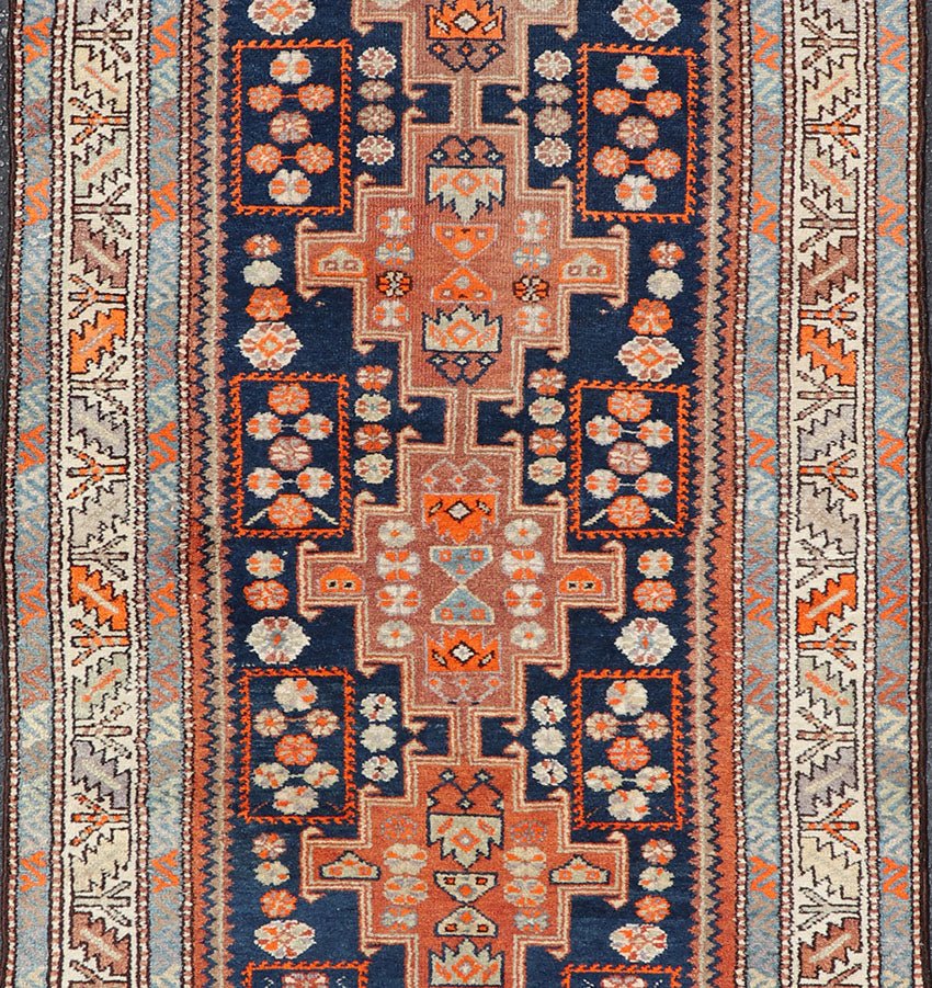 Vintage Hand Knotted Persian Malayer Runner with Sub - Geometric Medallion Design Malayer vintage runner from Persia with geometric medallion central field design, Keivan Woven Arts / rug PTA - 200732, country of origin / type: Iran / Malayer, circa... - Keivan Woven ArtsPTA - 200732 - 16937Rug