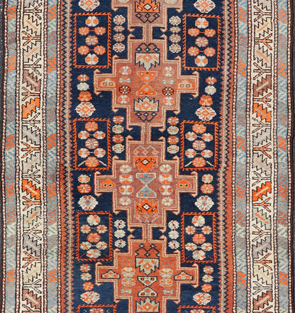 Vintage Hand Knotted Persian Malayer Runner with Sub - Geometric Medallion Design Malayer vintage runner from Persia with geometric medallion central field design, Keivan Woven Arts / rug PTA - 200732, country of origin / type: Iran / Malayer, circa... - Keivan Woven ArtsPTA - 200732 - 16937Rug